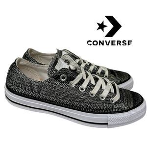 New Converse All Star Dobby Weave Black White Low Top Shoes 7